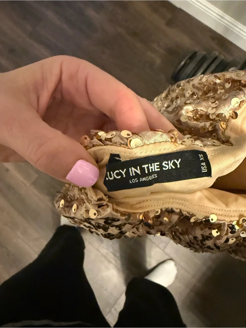 Lucy in the Sky Gold Sequin Mini Dress NEW